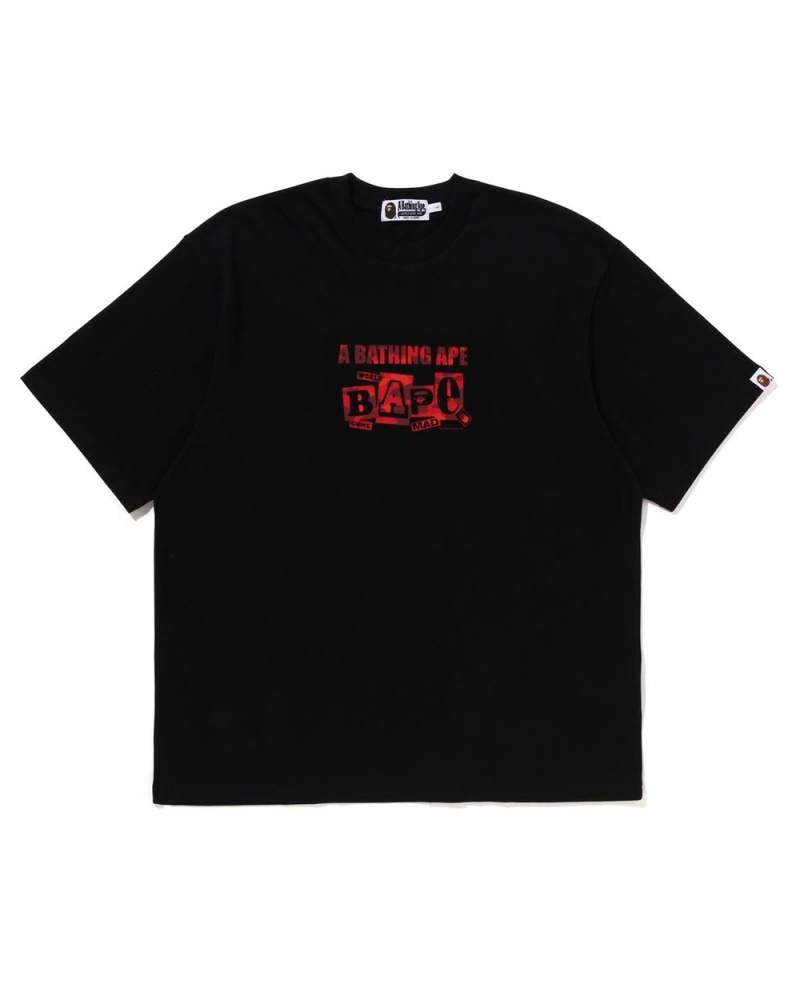 T Shirts Bape Text Graphique Noir Homme | GKO-04745069